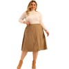 Agnes Orinda Women's Plus Size Casual Knee Faux Suede A Line Skirts - 3 of 4