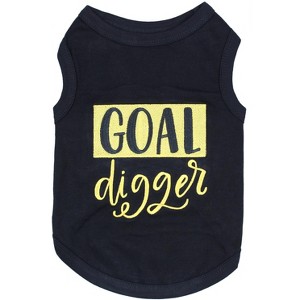 Parisian Pet 'Goal Digger' Motivational Dog Shirt – Trendy Black Embroidered Pet Apparel for Dogs & Cats - 1 of 4