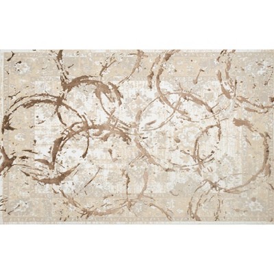 HomeRoots 9' X 12' Beige and Gold Abstract Area Rug