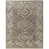 Ivory Gray And Brown Wool Geometric Hand Knotted Area Rug With Fringe - 4 of 4