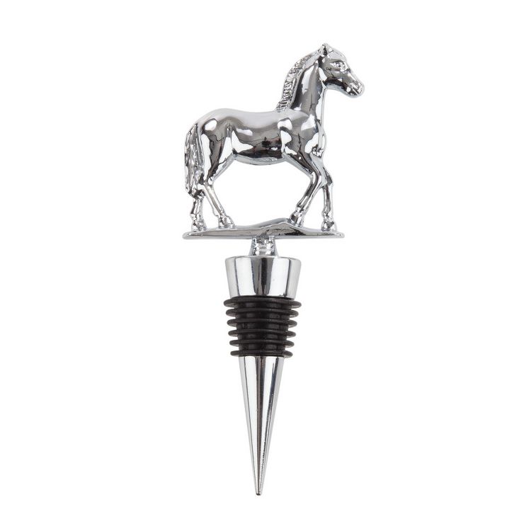 Twine Derby Wine Bottle Stopper, Keep Wine Fresh, Stainless Steel Horse Wine Stopper for Outdoor Party, Home Bar Gifts, Fits Standard Bottles, Silver, 1 of 10
