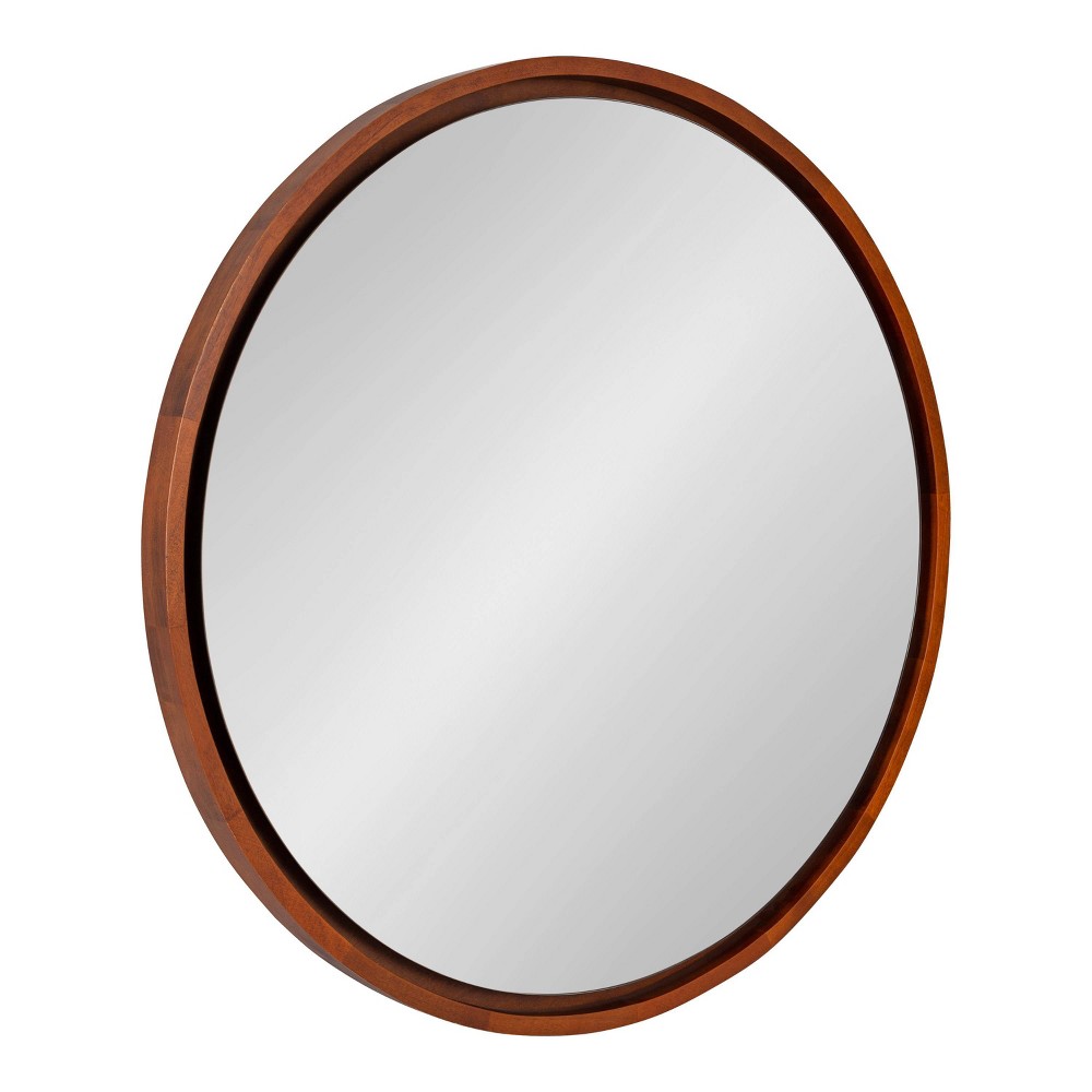 Photos - Wall Mirror 30" Evans Round  Walnut Brown - Kate & Laurel All Things Decor