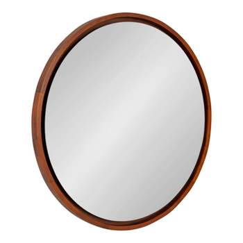 30" Evans Round Wall Mirror Walnut Brown - Kate & Laurel All Things Decor