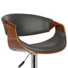 FurniFact,Adjustable Swivel Bar Stool with Back in Gray Faux Leather and Walnut Wood - 2 of 4