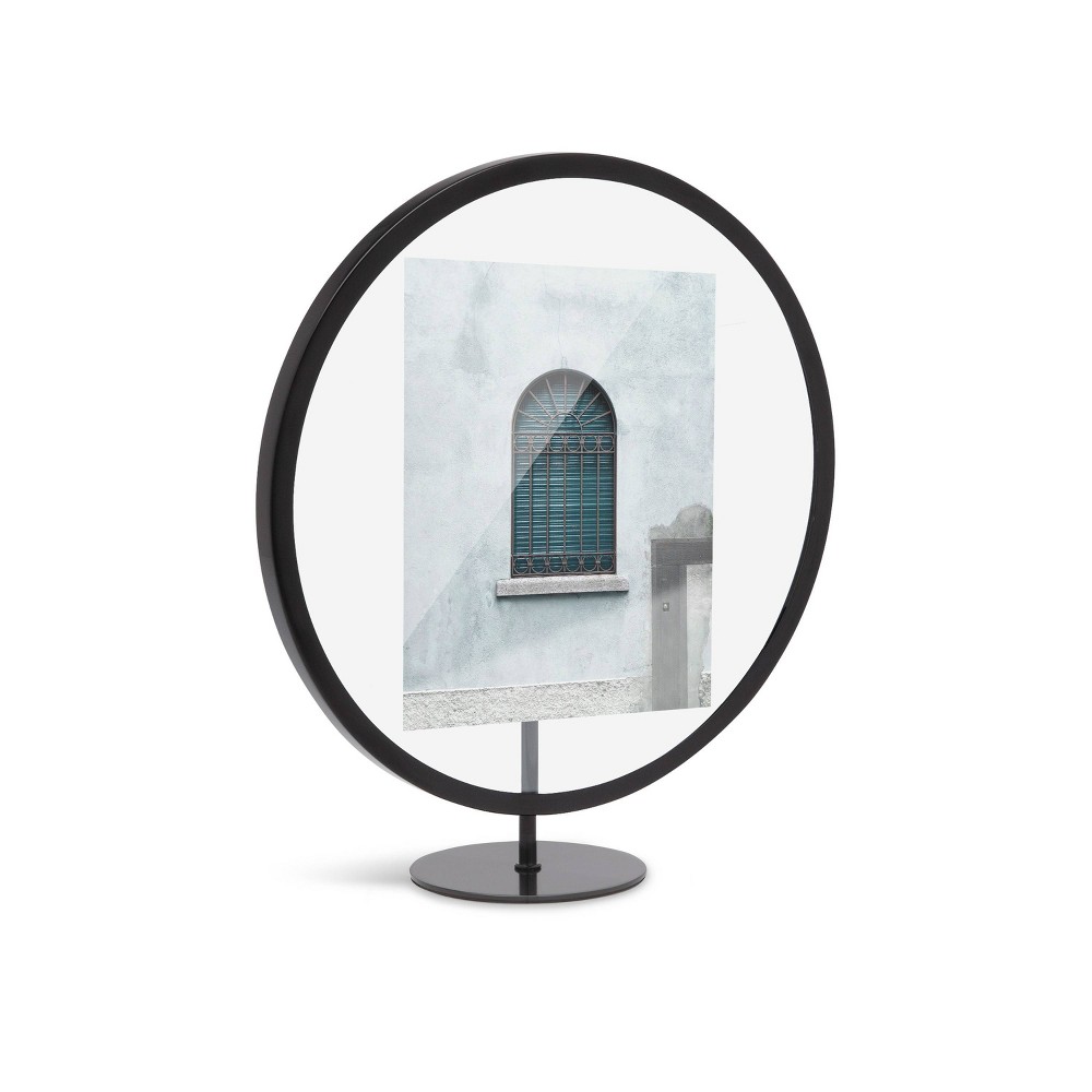 Photos - Photo Frame / Album Umbra 5"x7" Infinity Picture Frame Black: Modern Round Shape, Pedestal Sta 