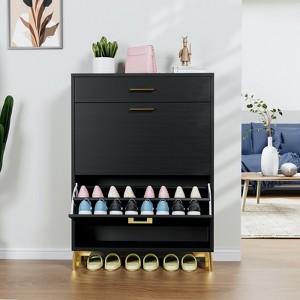 Tiramisubest 32 Inch Shoe Storage Cabinet Flip Drawer Shoe Cabinet Hidden Storage Narrow Entryway Organizer Space-Saving Shoe Rack - 1 of 4