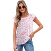 Amaryllis Women’s Ruffle Sleeve Back Bow Textured Woven Top Square Neckline Feminine Fit Soft Lightweight Blouse - 2 of 4