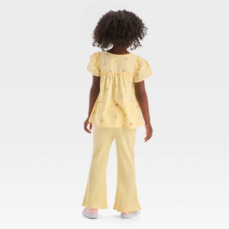 Toddler Girls' Disney Minnie Mouse Top and Flare Ribbed Pant Set - Yellow, 2 of 4