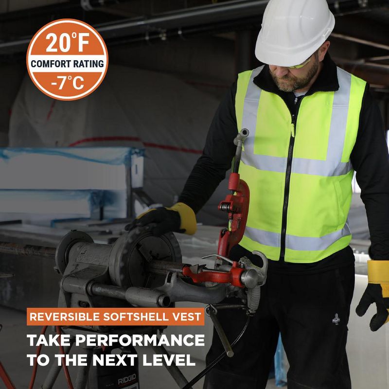 RefrigiWear High Visibility Orange Reflective Reversible Softshell Safety Vest, 2 of 7
