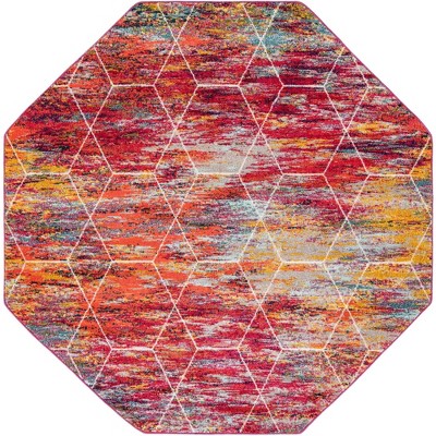 Colorful Synthetic Octagon Trellis Geometric Area Rug