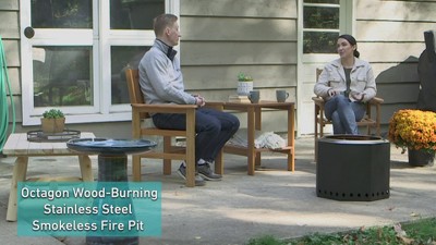 Sunnydaze Black Stainless Steel Smokeless Wood-Burning Fire Pit
