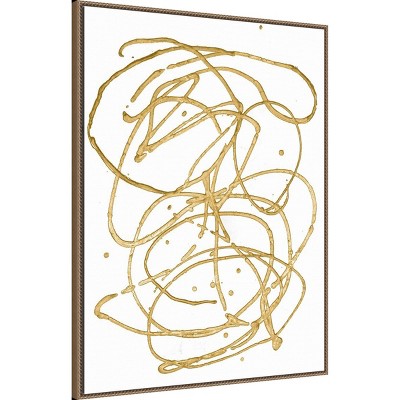 Gold Abstract Beaded Perimeter Framed Canvas Wall Art, 32 x 42
