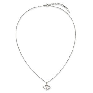 Chisel Stainless Steel Polished Cubic Zirconia Infinity Double Hearts Pendant Cable Chain Necklace 18" Plus a 2" Ext - 1 of 4