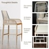 Outdoor Bar Stools Set of 2, Aluminum Rattan Barstools with Removable Cushion - 3 of 4