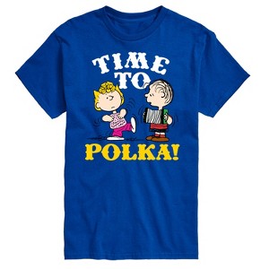 Men's - Peanuts - Sally and Linus Oktoberfest Time To Polka Short Sleeve Graphic T-Shirt - 1 of 4