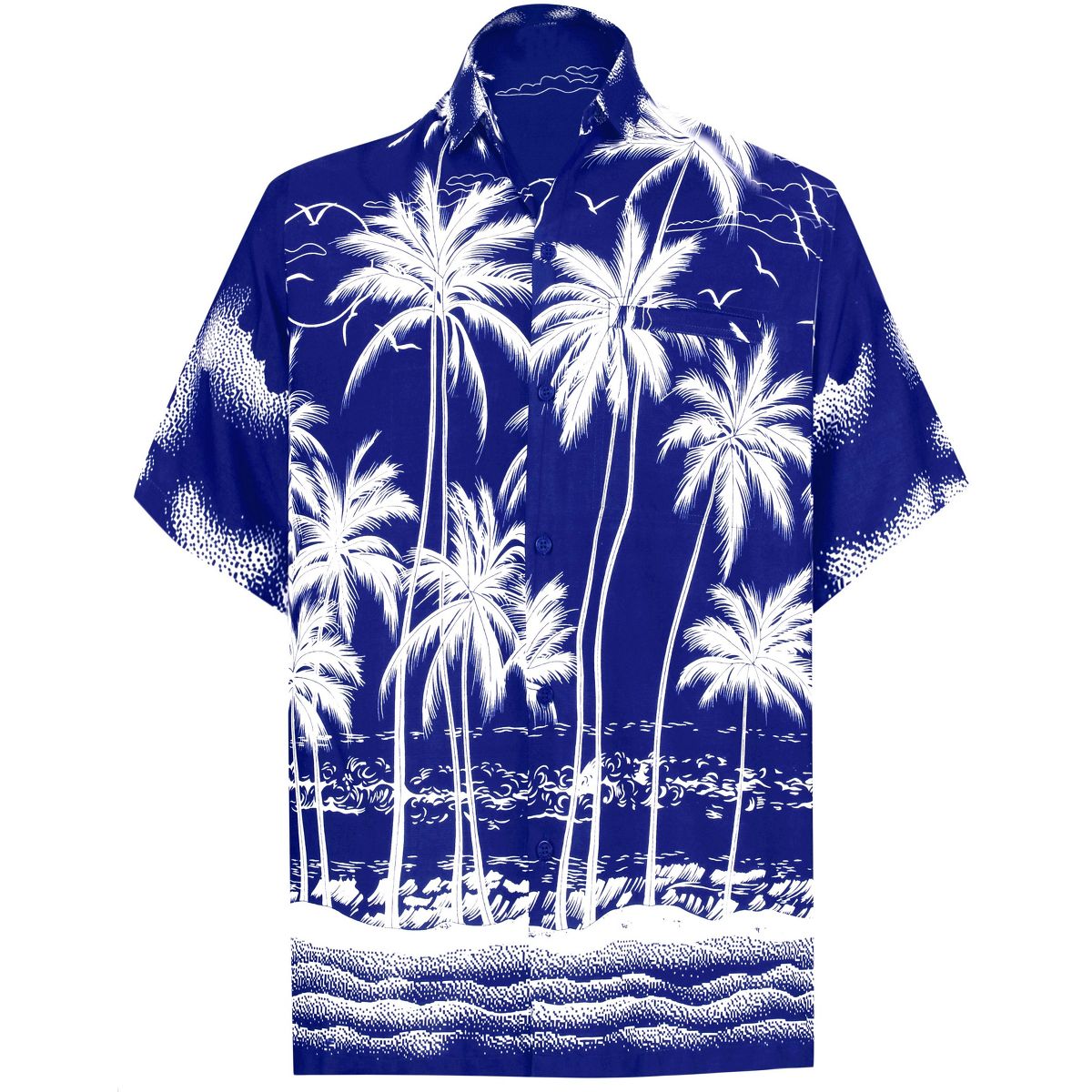LA LEELA Men's Hawaiian Shirts Short Sleeve Button Down Shirt Mens Party Shirts Casual Holiday Summer Tropical Island Shirts for Men Funny M Blue,Tree