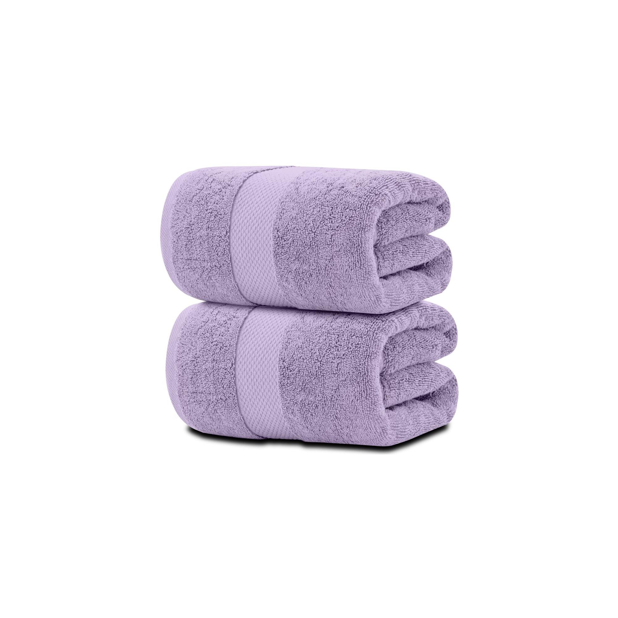 White Classic Luxury 100% Huge Cotton Bath Sheets Set of 2 - 35x70" Lavender