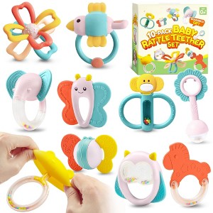 Joyfy 10 Pack Baby Teething Toys for 0-6 6-12 Months, Rattles Teethers Toys for Infant Baby 0-3, Newborn Baby Boy Girl Gifts - 1 of 4