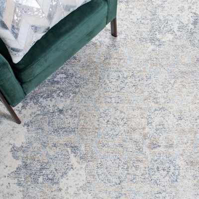 Blue and Ivory Square Hand-Tufted Wool Area Rug