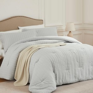 BAGOKIE 2/3 Pieces Seersucker Lightweight Bedding Comforter Set - 1 of 4