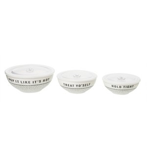 Totalee Gift Tight/Treat/Pop Bowls w/ Lid Set of 3 Ceramic White - 1 of 1