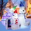 Tangkula 6FT Long Christmas Inflatable Polar Bears & Igloo Big Blow Up Polar Bear Family Decoration w/ Colorful Bright LED Lights Stakes & Ropes - 2 of 4