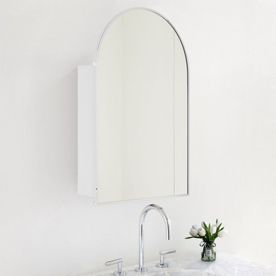 TEHOME Arched Bathroom Medicine Cabinet with Mirror Recessed and Surface Mount Medicine Cabinet Mirror