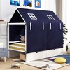 Costway Twin House Bed Solid Wood Playhouse Bed Low Loft Bed with Tent 2 Storage Drawers - image 4 of 4