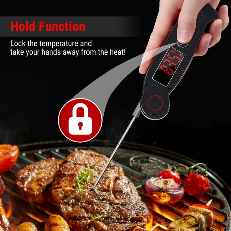 ThermoPro TP19W Waterproof Digital Meat Thermometer, Food Candy Cooking Grill Kitchen Thermometer with Magnet and LED Display for Oil Deep Fry Smoker BBQ Thermometer, 4 of 9