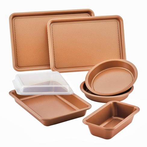 Baking Pan 10 Piece Set Nonstick Copper Steel Oven Bakeware Kitchen Set 9x13  Pan with Lid