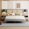 Queen Size Solid Wood Bed Frame With 2 Nightstands And Lamps,Bedroom Sets Queen,Bedroom Sets Furniture -Maison Boucle - 3 of 4