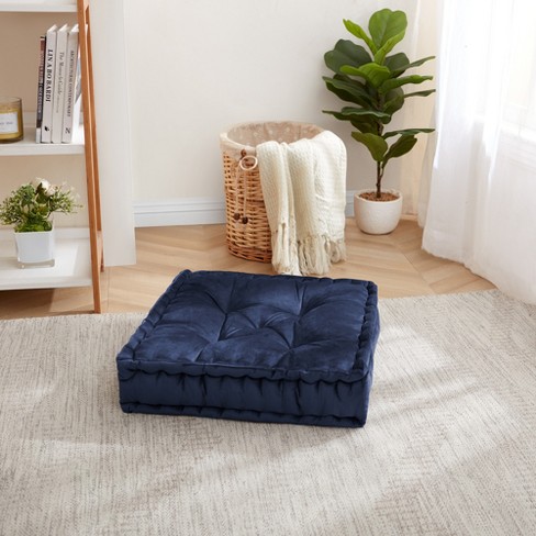 20x20 Oversized Square Tufted Floor Pillow in Faux Velvet Fabric - Sweet  Home Collection, Navy, 1 Pack