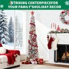 7.5ft Flocked Pencil Christmas Tree - Slim Pencil Xmas Tree with ,Hinged Branches and Metal Stand, for Home Office Indoor Outdoor Holiday Decorations - 4 of 4