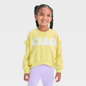 Grayson Mini Toddler Girls' Ciao French Terry Sweatshirt - Yellow - 1 of 4