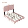 Full/Queen Size Velvet Upholstered Platform Bed with Rivet Design Tufted Headboard 4A - ModernLuxe - 3 of 4