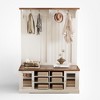Luck Live Wardrobe shelf, portable hall storage coat rack with a long bench, equipped with 4 hooks for hanging coats, off-white in color - 2 of 4