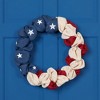 Northlight Americana Stars and Stripes Burlap Patriotic Wreath - 20" - Unlit - 2 of 4