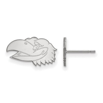 Black Bow Jewelry 14k White Gold Kansas Jayhawks NCAA Post Earrings