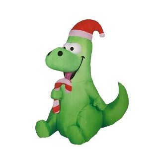 Holiday Living 3.5-ft Lighted Dinosaur with Candy Cane Christmas Inflatable - 1 of 4