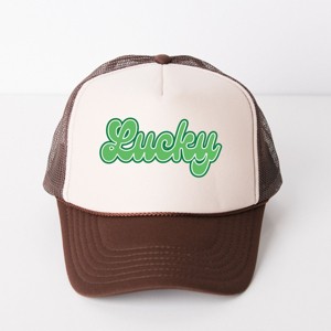 Simply Sage Market Green Lucky Cursive Foam Trucker Hat - 1 of 3