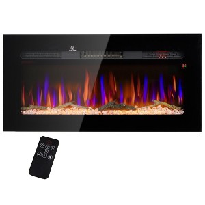 NAYSAYE Wall Mounted Fireplace with Realistic Flame for Living Room or Bedroom Decor, Black, 40"*6.2"*17.7" - 1 of 4