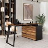 FUFU&GAGA Brown L Shaped Office Desk with Drawers Corner Computer Table - 2 of 4