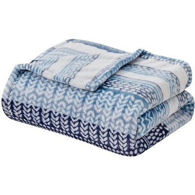 Anissa Blue and White Fleece 50x70 Decorative Throw Blanket