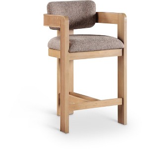 Meridian Furniture,Sacha Brown Linen Textured Fabric Stool - 1 of 4
