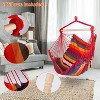 LakeForest"Portable Canvas Hammock Chair with Wooden Stick, 265lbs Capacity, 2 Pillows for Porch & Patio"Blue&Red - 3 of 4