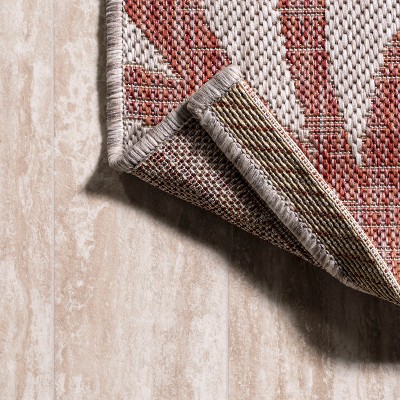 Red and Beige 2x8 Synthetic Indoor/Outdoor Runner Rug