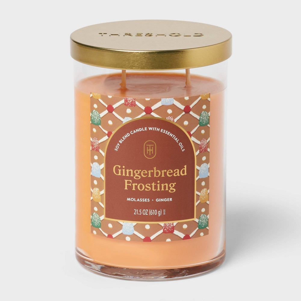 Photos - Other Decoration 2-Wick Lidded Glass Gingerbread Frosting Jar Candle 21.5oz - Threshold™