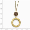 Black Bow Jewelry 14k Yellow Gold Brown Druzy Disc & Open Circle Drop Necklace, 17 Inch - 2 of 4