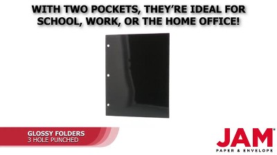 Jam 6pk Heavy Duty 3 Hole Punch 2 Pocket School Presentation Paper Folder  Black : Target