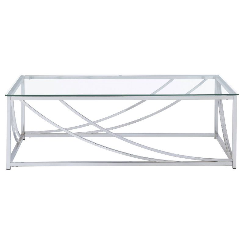 Lille Rectangular Coffee Table with Glass Top Chrome - Coaster, 4 of 6